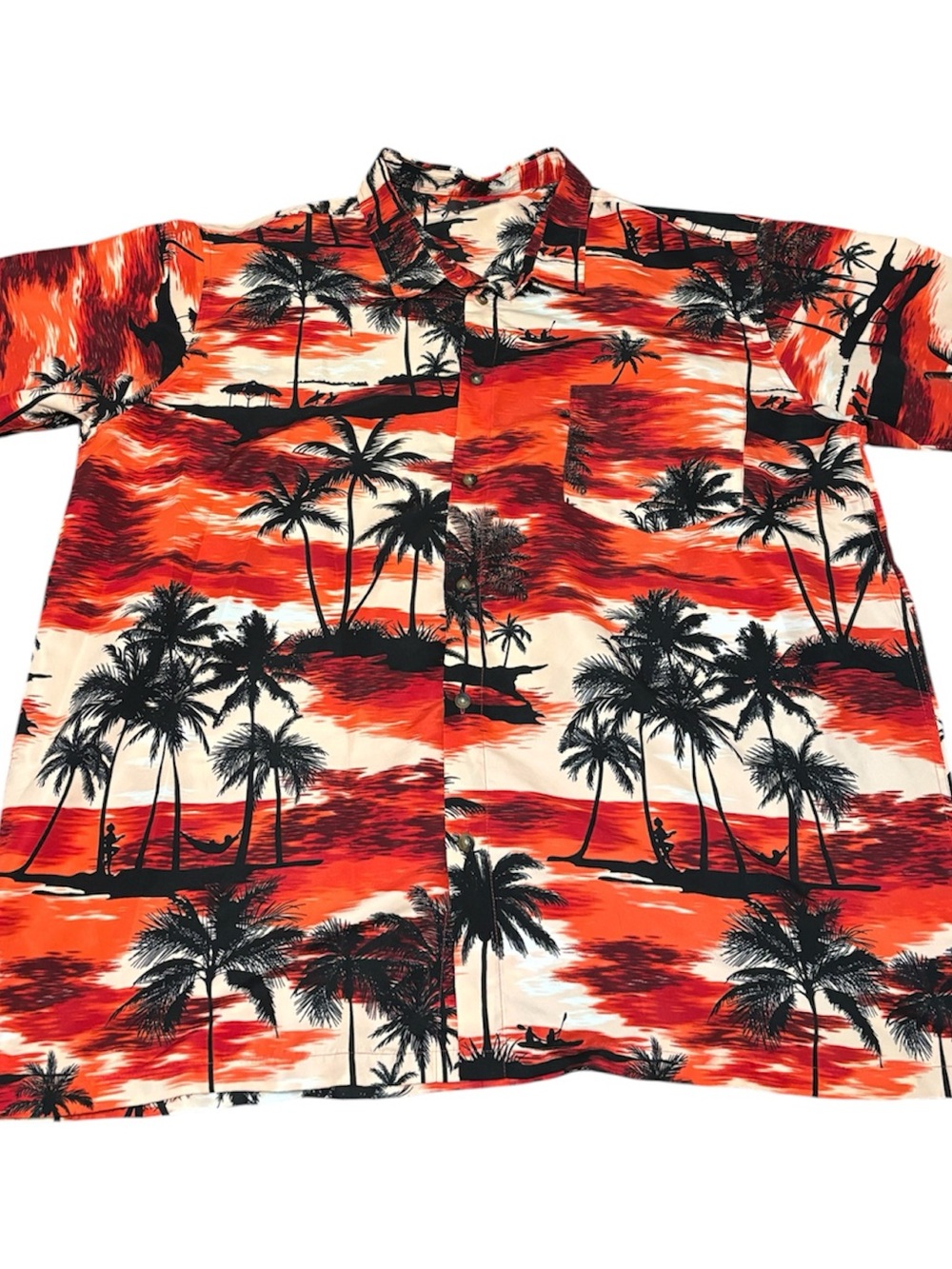 🟤🟤Men's Red & Cream Tropical Hawaiian Shirt